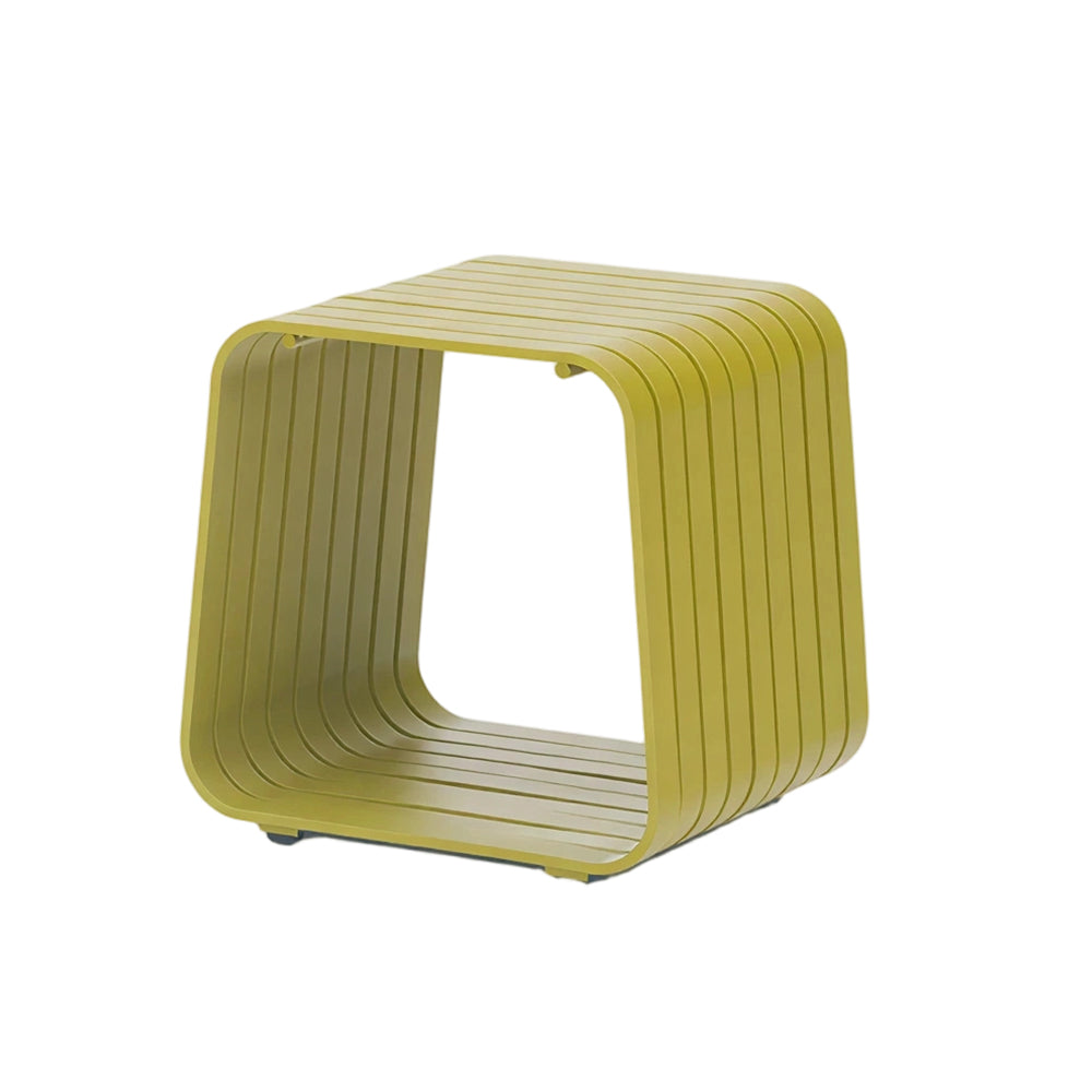 SOLARA Outdoor Side Table with Full Aluminium Frame Modern Patio Garden Balcony Furniture 46cm - Lemon Yellow