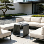 SOLARA Outdoor Side Table with Full Aluminium Frame Modern Patio Garden Balcony Furniture 46cm - Grey