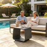 SOLARA Outdoor Side Table with Full Aluminium Frame Modern Patio Garden Balcony Furniture 46cm - Grey
