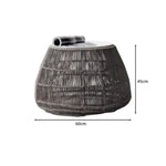 SOLARA Outdoor Side Table with Tempered Glass Top PE Rattan Metal Frame 60cm Round Patio Garden Balcony Furniture - Black