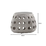 SOLARA Outdoor Side Table with Tempered Glass Top PE Rattan Metal Frame 60cm Round Patio Garden Balcony Furniture - Grey