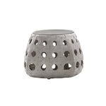 SOLARA Outdoor Side Table with Tempered Glass Top PE Rattan Metal Frame 60cm Round Patio Garden Balcony Furniture - Grey