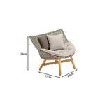 SOLARA Outdoor Low Back Lounge Chair with PE Rattan Seat Teak Wood Base Single Sofa Chair for Patio Garden Balcony Relaxing Space - Beige