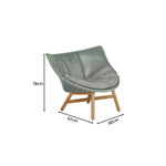 SOLARA Outdoor Low Back Lounge Chair with PE Rattan Seat Teak Wood Base Single Sofa Chair for Patio Garden Balcony Relaxing Space - Blue