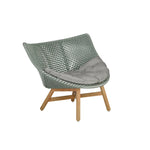 SOLARA Outdoor Low Back Lounge Chair with PE Rattan Seat Teak Wood Base Single Sofa Chair for Patio Garden Balcony Relaxing Space - Blue
