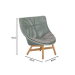 SOLARA Outdoor High Back Lounge Chair with PE Rattan Seat Teak Wood Base Single Sofa Chair for Patio Garden Balcony Relaxing Space - Blue