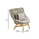 SOLARA Outdoor High Back Lounge Chair with PE Rattan Seat Teak Wood Base Single Sofa Chair for Patio Garden Balcony Relaxing Space - Beige