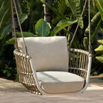 SOLARA Outdoor Swing Chair with Aluminium Frame, Olefin Rope & Canopy for Patio, Balcony and Garden - White