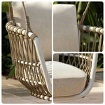 SOLARA Outdoor Swing Chair with Aluminium Frame, Olefin Rope & Canopy for Patio, Balcony and Garden - White