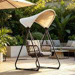 SOLARA Outdoor Swing Chair with Aluminium Frame, Olefin Rope & Canopy for Patio, Balcony and Garden - Grey