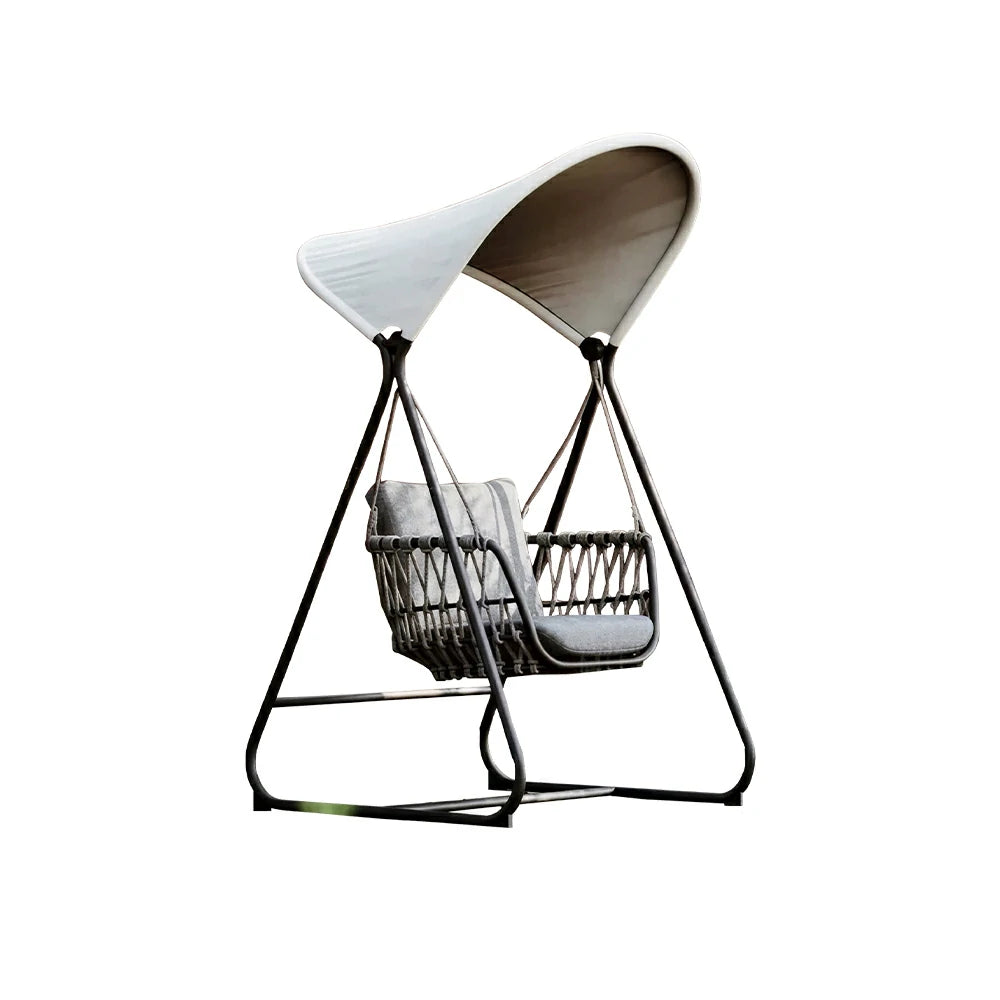 SOLARA Outdoor Swing Chair with Aluminium Frame, Olefin Rope & Canopy for Patio, Balcony and Garden - Grey