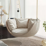 SOLARA Single Seater Swing Chair with Weather-Resistant Cushions & Stable Frame for Outdoor Relaxation - White