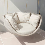 SOLARA Single Seater Swing Chair with Weather-Resistant Cushions & Stable Frame for Outdoor Relaxation - White