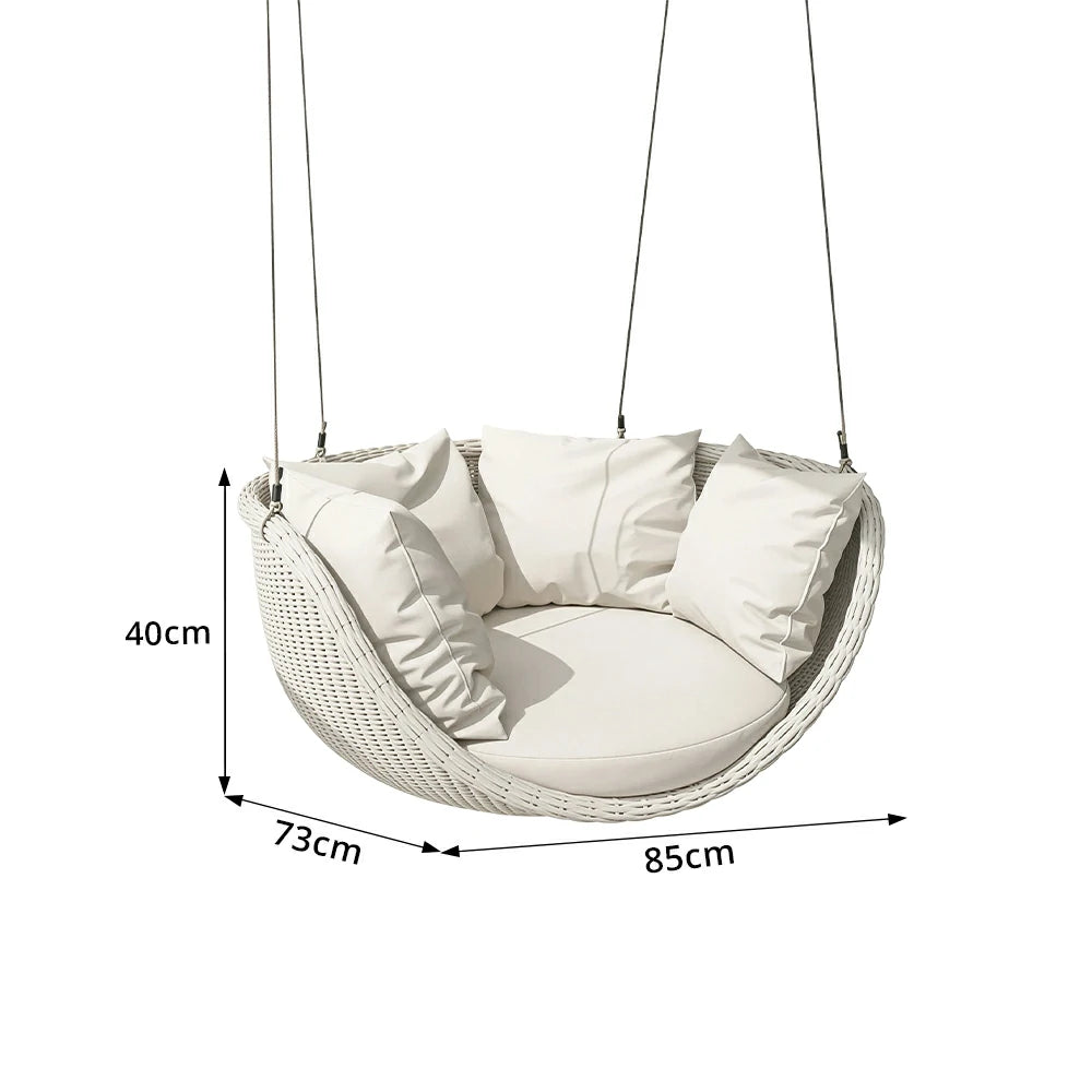 SOLARA Single Seater Swing Chair with Weather-Resistant Cushions & Stable Frame for Outdoor Relaxation - White