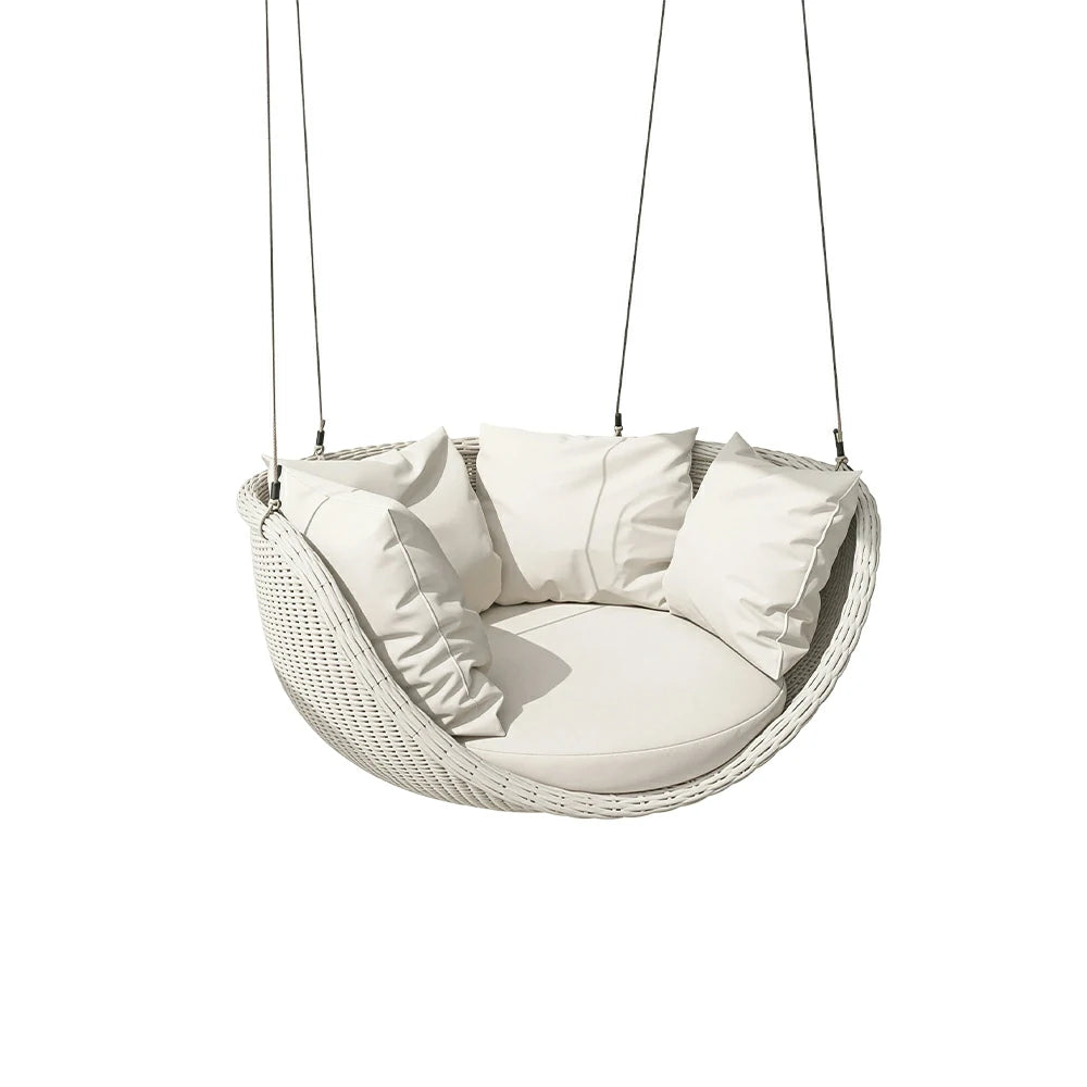 SOLARA Single Seater Swing Chair with Weather-Resistant Cushions & Stable Frame for Outdoor Relaxation - White