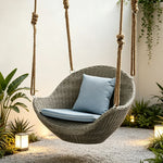 SOLARA Single Seater Swing Chair with Weather-Resistant Cushions & Stable Frame for Outdoor Relaxation - Brown