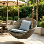 SOLARA Single Seater Swing Chair with Weather-Resistant Cushions & Stable Frame for Outdoor Relaxation - Brown