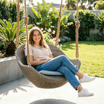 SOLARA Single Seater Swing Chair with Weather-Resistant Cushions & Stable Frame for Outdoor Relaxation - Brown