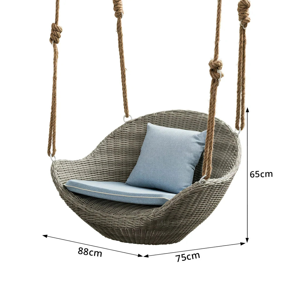 SOLARA Single Seater Swing Chair with Weather-Resistant Cushions & Stable Frame for Outdoor Relaxation - Brown
