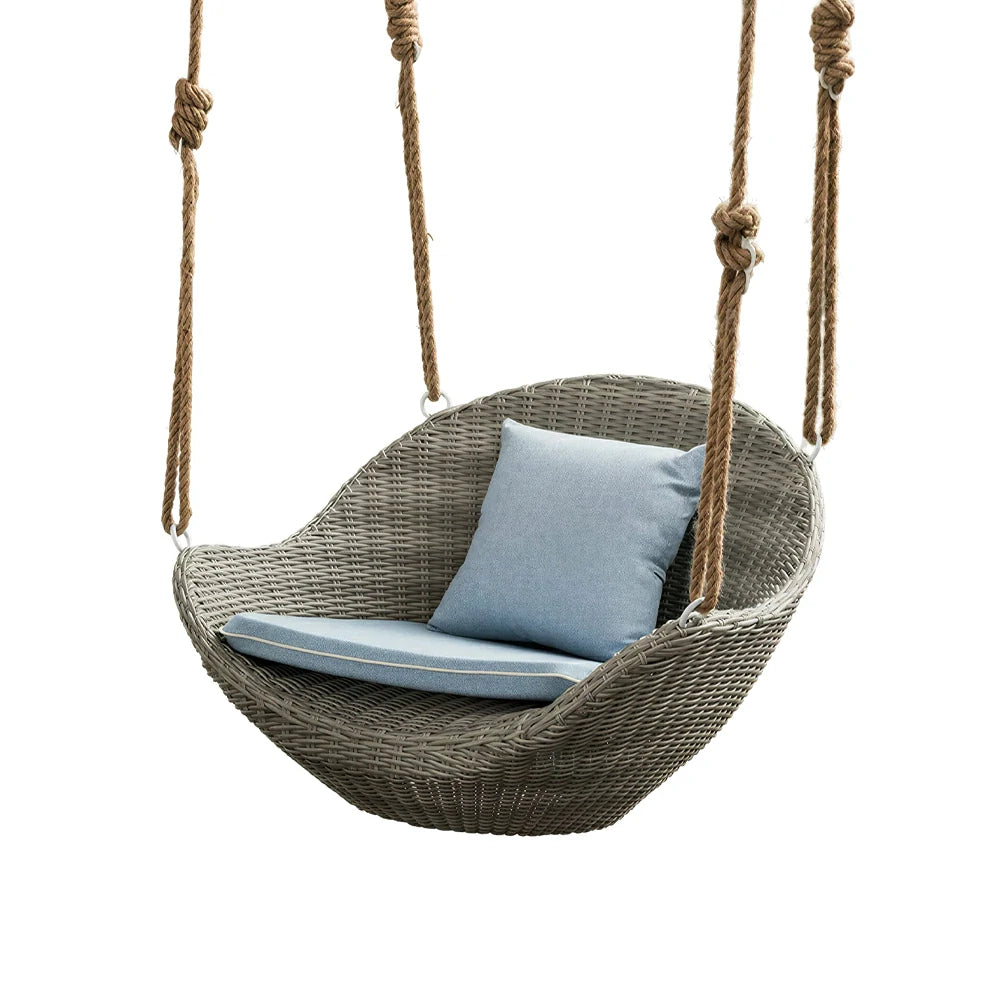 SOLARA Single Seater Swing Chair with Weather-Resistant Cushions & Stable Frame for Outdoor Relaxation - Brown