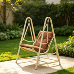 SOLARA Outdoor Swing Chair with Reinforced Steel Frame, PE Rattan & Weather-Resistant Cushion for Patio and Garden - Brown