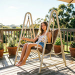 SOLARA Outdoor Swing Chair with Reinforced Steel Frame, PE Rattan & Weather-Resistant Cushion for Patio and Garden - Brown