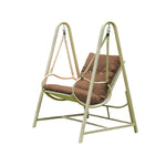 SOLARA Outdoor Swing Chair with Reinforced Steel Frame, PE Rattan & Weather-Resistant Cushion for Patio and Garden - Brown