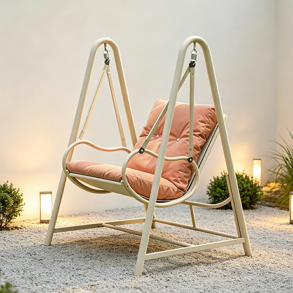 SOLARA Outdoor Swing Chair with Reinforced Steel Frame, PE Rattan & Weather-Resistant Cushion for Patio and Garden - Orange