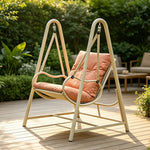 SOLARA Outdoor Swing Chair with Reinforced Steel Frame, PE Rattan & Weather-Resistant Cushion for Patio and Garden - Orange