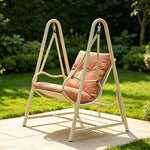 SOLARA Outdoor Swing Chair with Reinforced Steel Frame, PE Rattan & Weather-Resistant Cushion for Patio and Garden - Orange