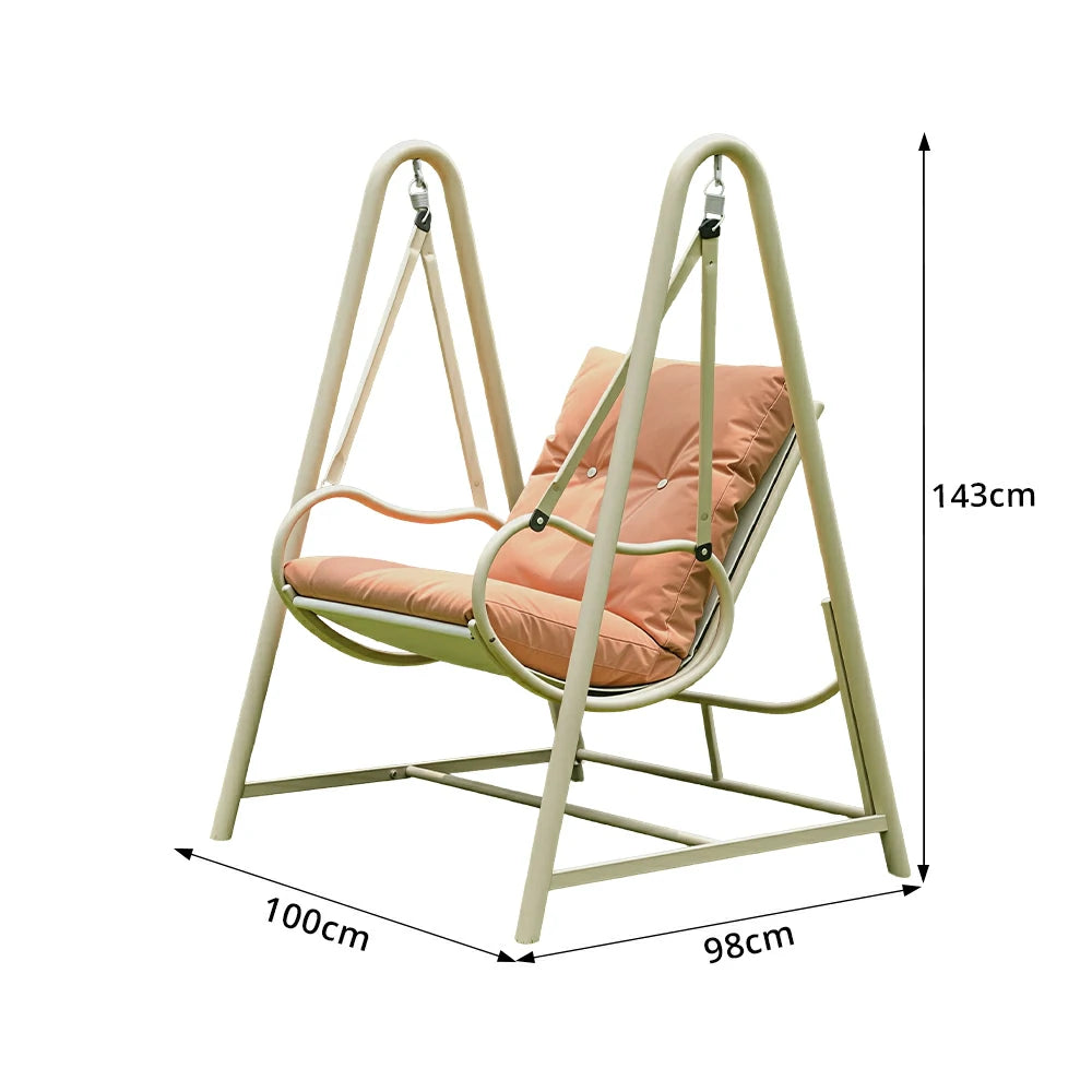 SOLARA Outdoor Swing Chair with Reinforced Steel Frame, PE Rattan & Weather-Resistant Cushion for Patio and Garden - Orange