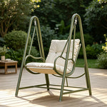 SOLARA Outdoor Swing Chair with Reinforced Steel Frame, PE Rattan & Weather-Resistant Cushion for Patio and Garden - White