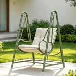 SOLARA Outdoor Swing Chair with Reinforced Steel Frame, PE Rattan & Weather-Resistant Cushion for Patio and Garden - White