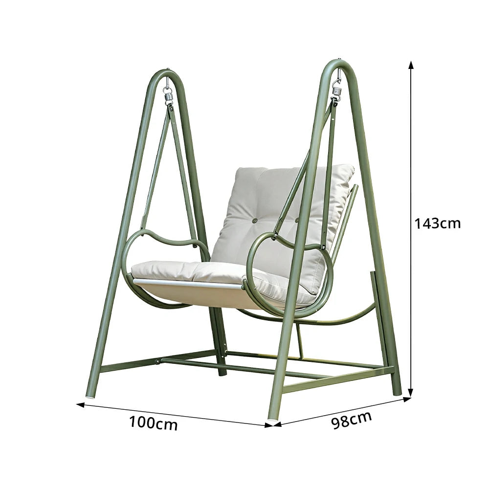 SOLARA Outdoor Swing Chair with Reinforced Steel Frame, PE Rattan & Weather-Resistant Cushion for Patio and Garden - White