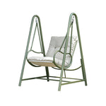 SOLARA Outdoor Swing Chair with Reinforced Steel Frame, PE Rattan & Weather-Resistant Cushion for Patio and Garden - White