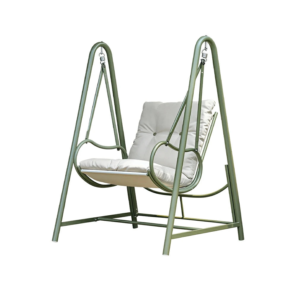 SOLARA Outdoor Swing Chair with Reinforced Steel Frame, PE Rattan & Weather-Resistant Cushion for Patio and Garden - White