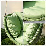SOLARA Hanging Basket Chair with PE Rattan Aluminium Frame and Water Resistant Cushion for Balcony Patio and Indoor Lounging - Green