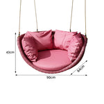 SOLARA Hanging Basket Chair with PE Rattan Aluminium Frame and Water Resistant Cushion for Balcony Patio and Indoor Lounging - Pink