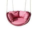 SOLARA Hanging Basket Chair with PE Rattan Aluminium Frame and Water Resistant Cushion for Balcony Patio and Indoor Lounging - Pink