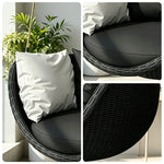 SOLARA Hanging Basket Chair with PE Rattan Aluminium Frame and Water Resistant Cushion for Balcony Patio and Indoor Lounging - Black