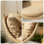SOLARA Hanging Basket Chair with PE Rattan Aluminium Frame and Water Resistant Cushion for Balcony Patio and Indoor Lounging - Coffee