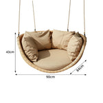 SOLARA Hanging Basket Chair with PE Rattan Aluminium Frame and Water Resistant Cushion for Balcony Patio and Indoor Lounging - Coffee