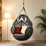 SOLARA Handwoven Hanging Chair with Leaf Backrest High Resilience Cushion and Adjustable Height for Indoor and Outdoor Relaxation