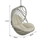SOLARA Outdoor Rattan Hanging Chair with Open Curved Backrest Quick Dry PE Rattan and Soft Cushion for Balcony Patio and Garden - Grey