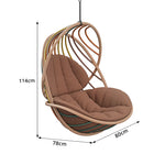 SOLARA Outdoor Rattan Hanging Chair with Open Curved Backrest Quick Dry PE Rattan and Soft Cushion for Balcony Patio and Garden - Brown