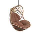 SOLARA Outdoor Rattan Hanging Chair with Open Curved Backrest Quick Dry PE Rattan and Soft Cushion for Balcony Patio and Garden - Brown