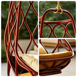 SOLARA Hanging Basket Chair with Weather Resistant Rattan High Resilience Cushion and Space Saving Design for Indoor and Outdoor Relaxation - Brown