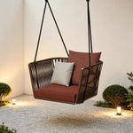 SOLARA Single Swing Chair with PE Rattan Weaving & Waterproof Cushion, Outdoor Hanging Chair for Balcony Garden Patio