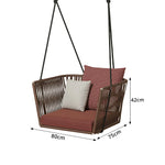 SOLARA Single Swing Chair with PE Rattan Weaving & Waterproof Cushion, Outdoor Hanging Chair for Balcony Garden Patio