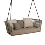 SOLARA Double Swing Sofa with PE Rattan Weaving & Waterproof Cushion, Outdoor Hanging Chair for Balcony Garden Patio